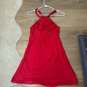 High neck ruffle top dress